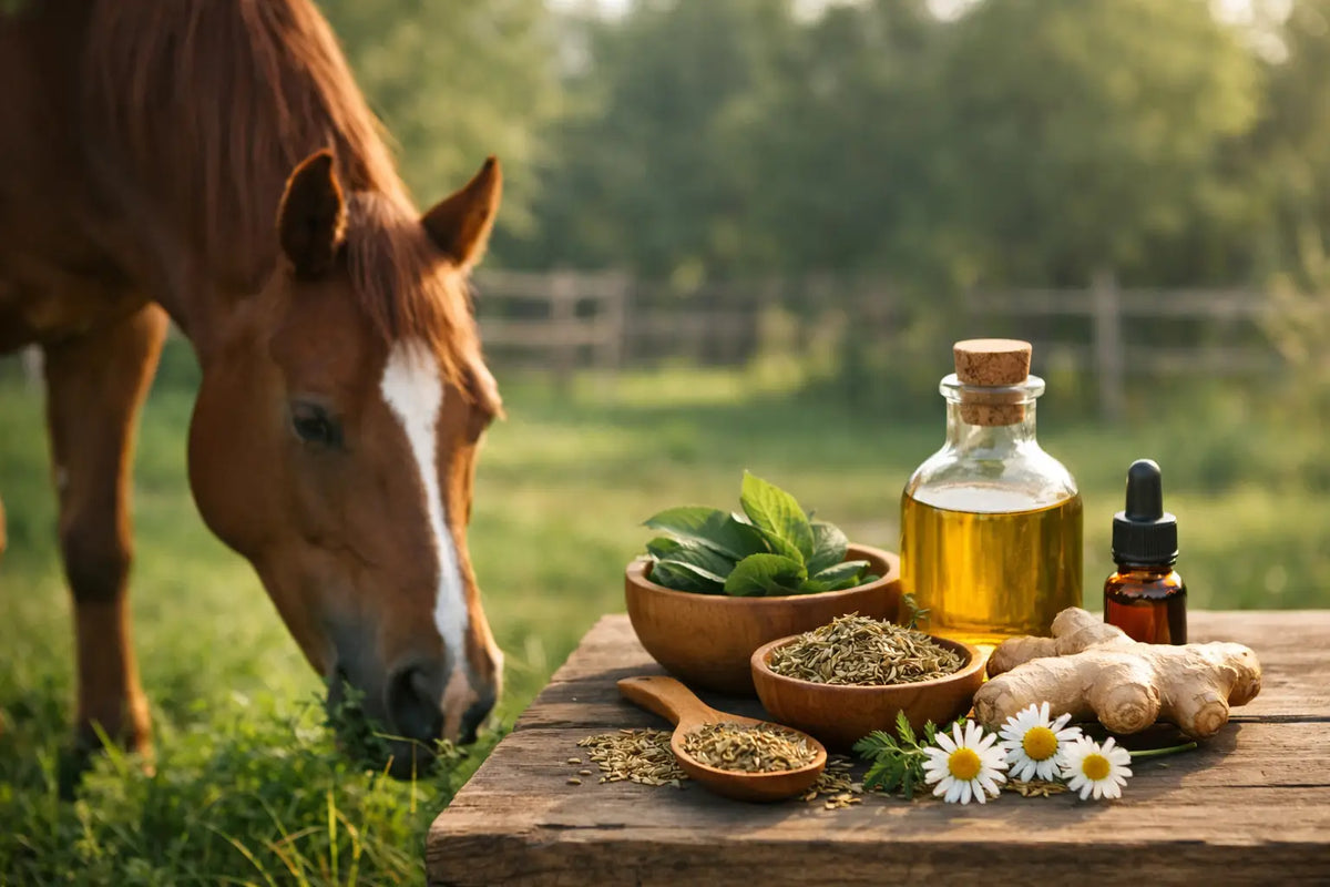 Productos naturales para cólicos leves en caballos